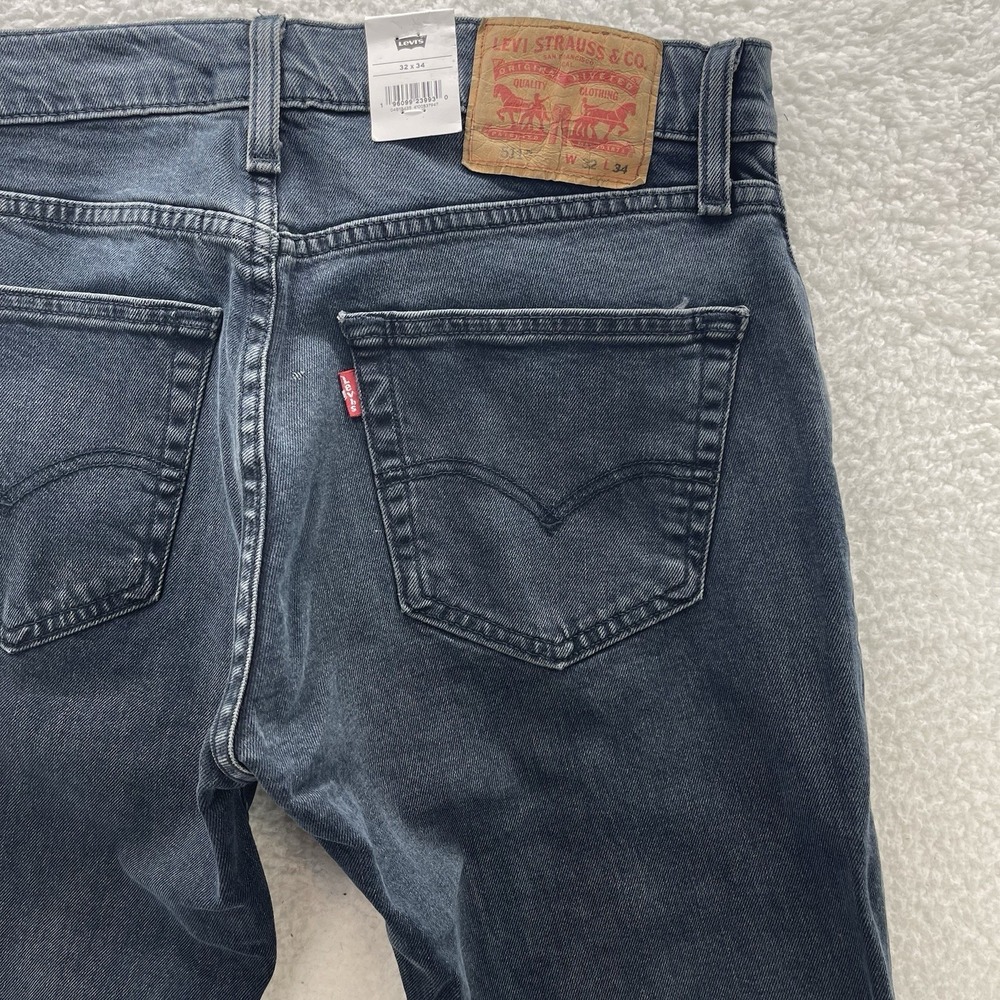Levis 511 Jeans Men 32x34 Black Slim Fit Dark Wash Stretch Denim Grunge Goth NEW - Picture 4 of 10